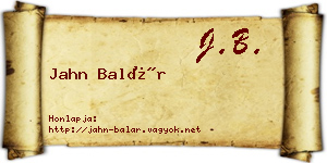 Jahn Balár névjegykártya